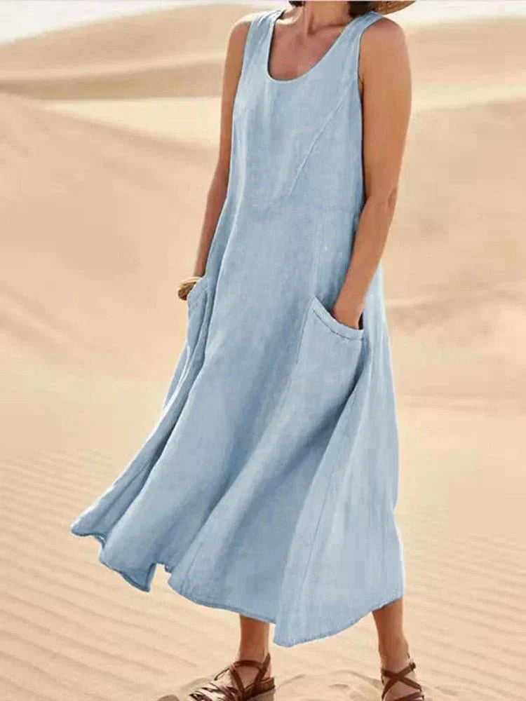 Abito Maxi Casual con Tasche per uno Stile Senza Sforzo Stile Italiano