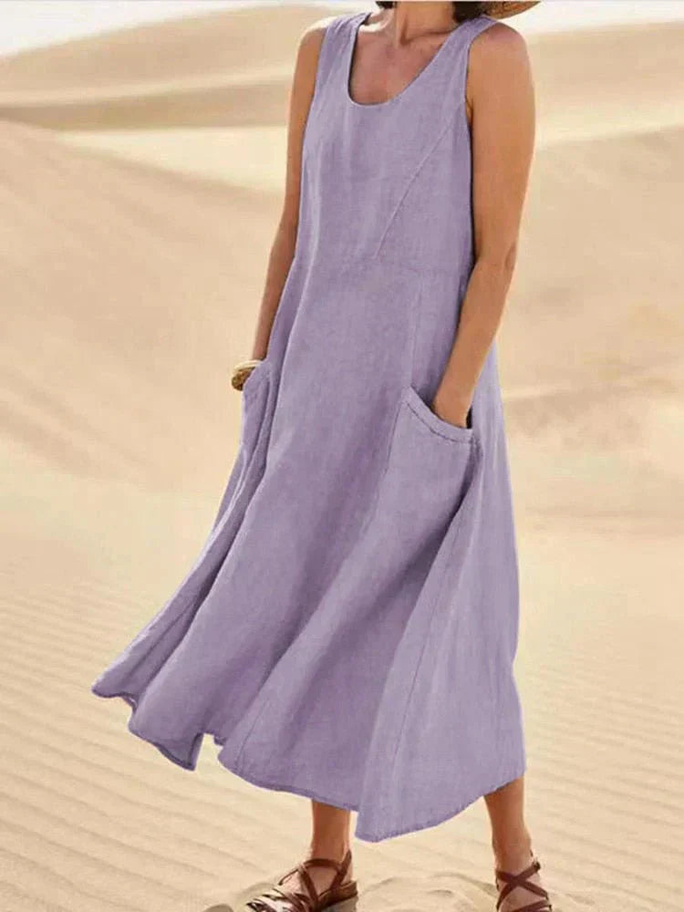 Abito Maxi Casual con Tasche per uno Stile Senza Sforzo Stile Italiano