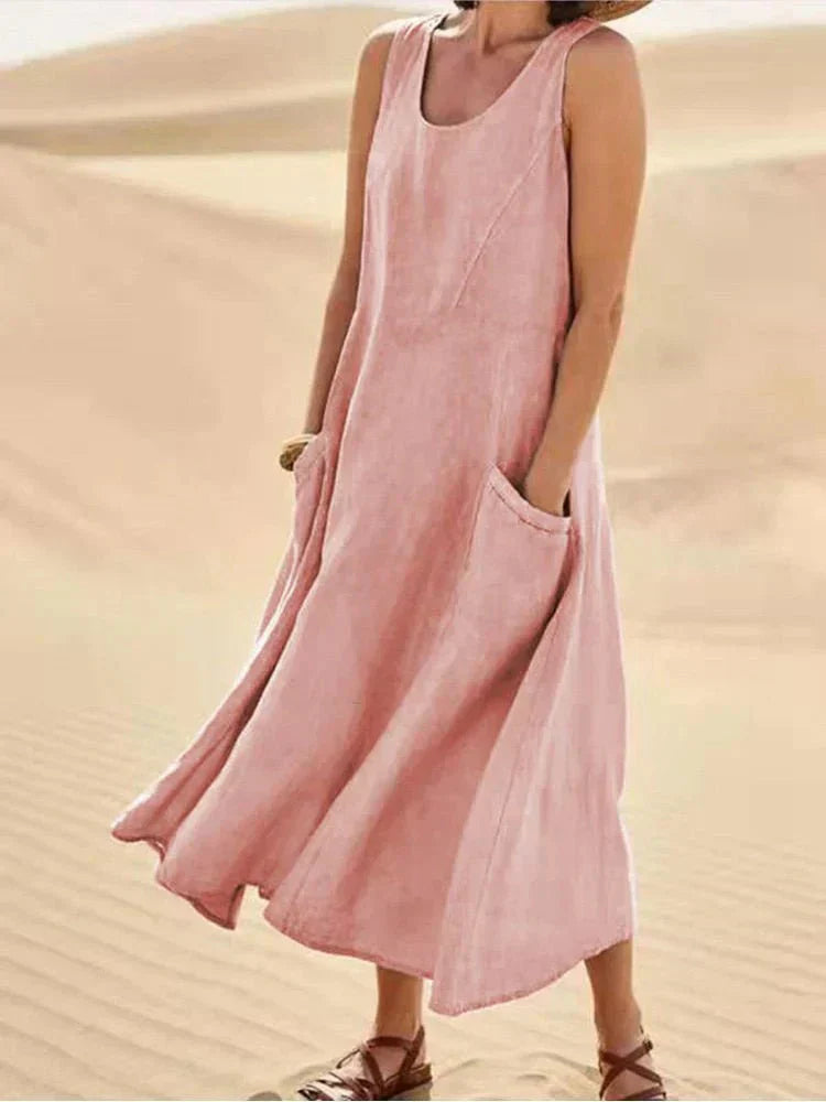 Abito Maxi Casual con Tasche per uno Stile Senza Sforzo Stile Italiano