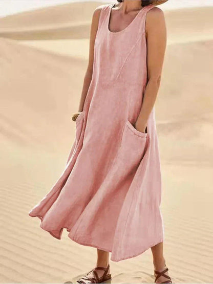 Abito Maxi Casual con Tasche per uno Stile Senza Sforzo Stile Italiano