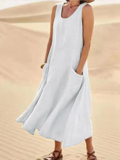 Abito Maxi Casual con Tasche per uno Stile Senza Sforzo Stile Italiano
