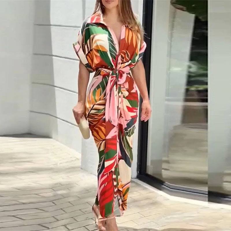 Abito Maxi Chic con Fiocco per uno Stile Estivo Senza Sforzo Stile Italiano