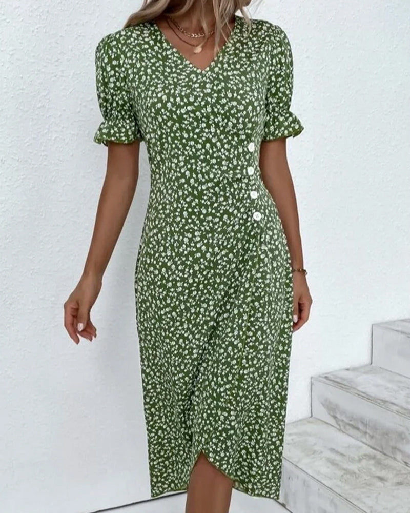 Abito Midi con Stampa Floreale Elegante per uno Stile Senza Sforzo Stile Italiano