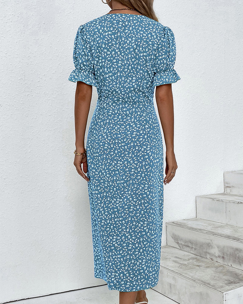 Abito Midi con Stampa Floreale Elegante per uno Stile Senza Sforzo Stile Italiano