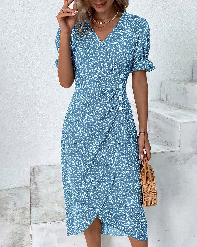 Abito Midi con Stampa Floreale Elegante per uno Stile Senza Sforzo Stile Italiano