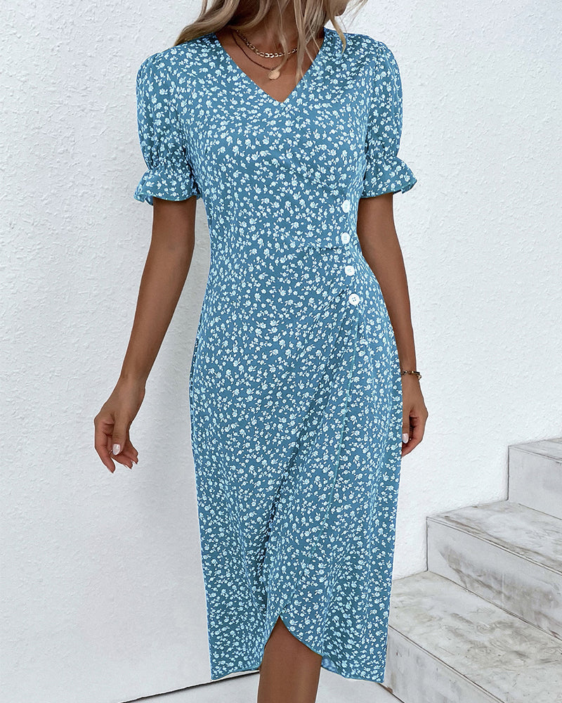 Abito Midi con Stampa Floreale Elegante per uno Stile Senza Sforzo Stile Italiano