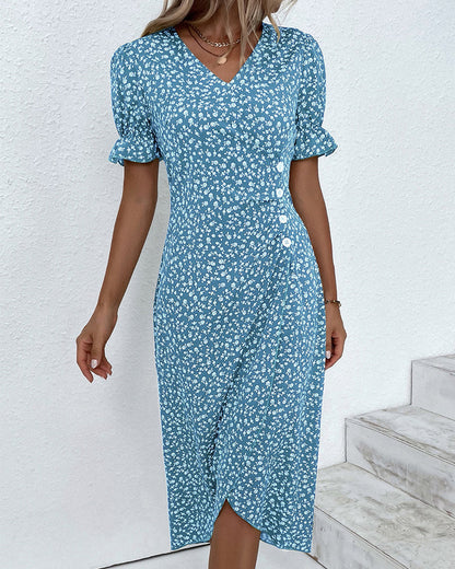 Abito Midi con Stampa Floreale Elegante per uno Stile Senza Sforzo Stile Italiano