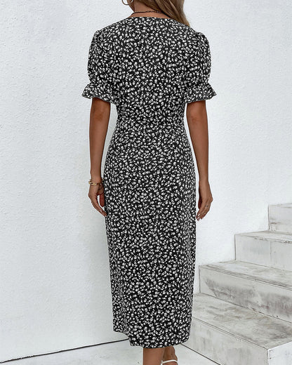 Abito Midi con Stampa Floreale Elegante per uno Stile Senza Sforzo Stile Italiano