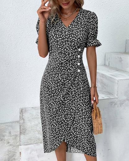 Abito Midi con Stampa Floreale Elegante per uno Stile Senza Sforzo Stile Italiano