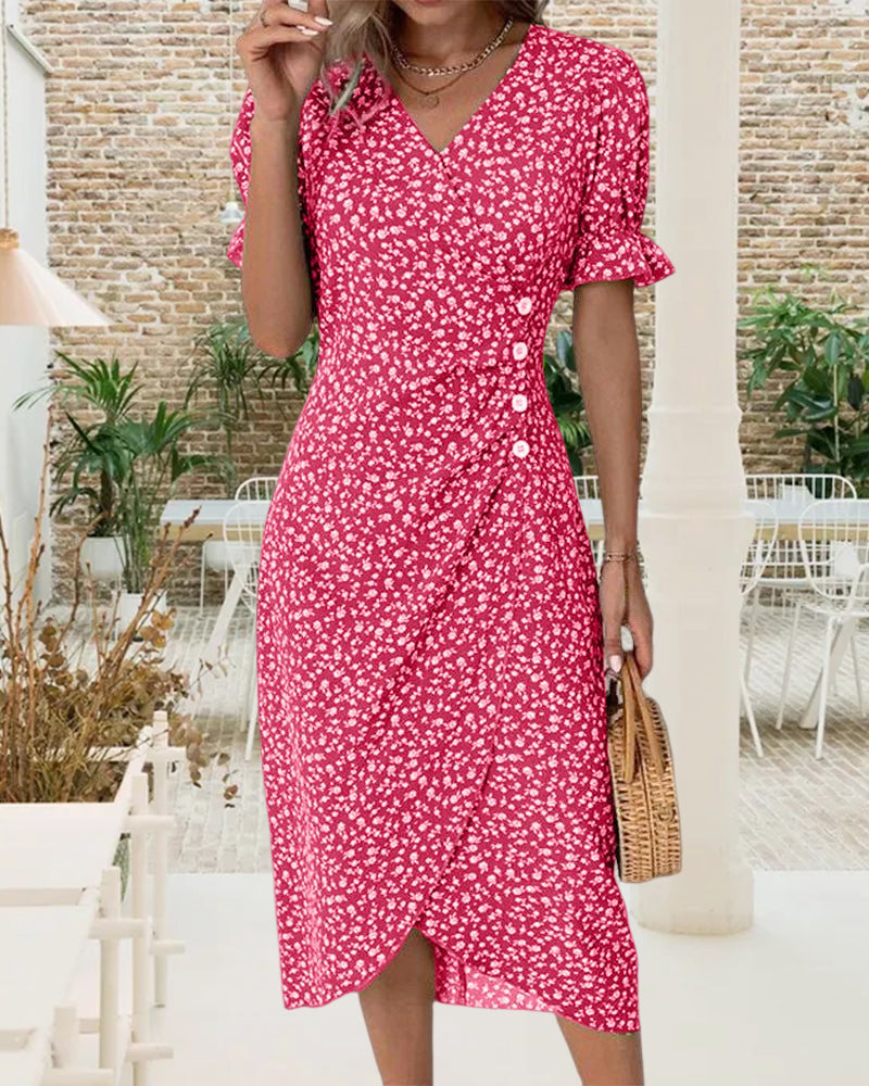 Abito Midi con Stampa Floreale Elegante per uno Stile Senza Sforzo Stile Italiano