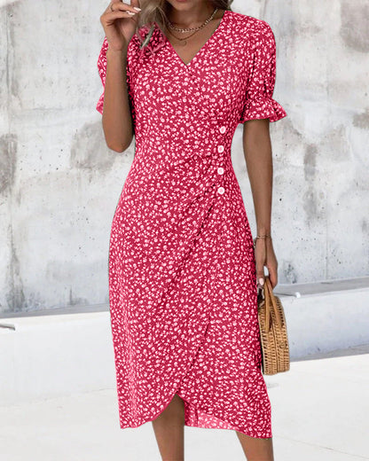 Abito Midi con Stampa Floreale Elegante per uno Stile Senza Sforzo Stile Italiano
