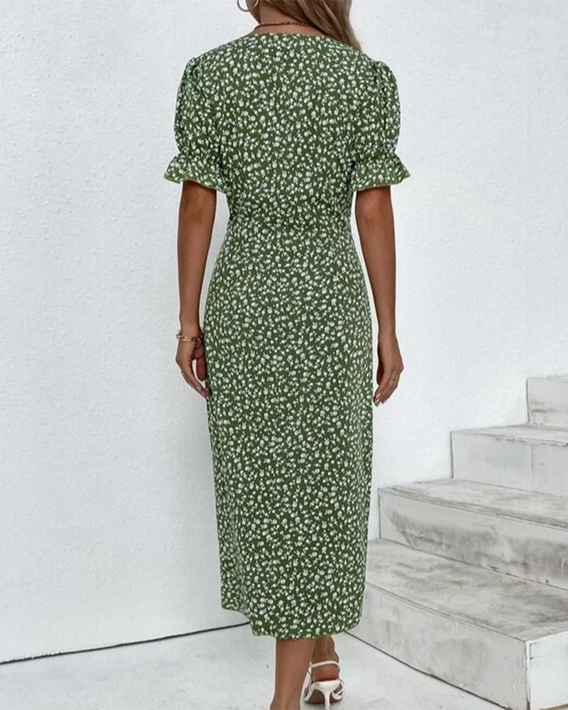 Abito Midi con Stampa Floreale Elegante per uno Stile Senza Sforzo Stile Italiano