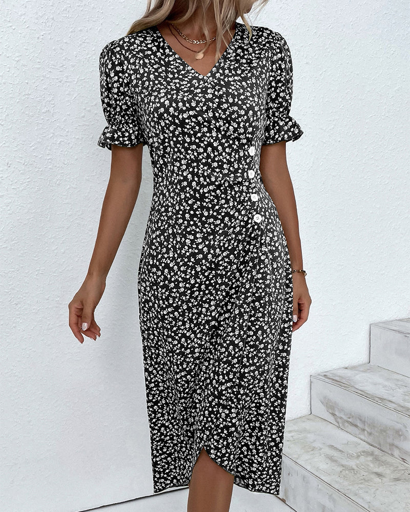 Abito Midi con Stampa Floreale Elegante per uno Stile Senza Sforzo Stile Italiano