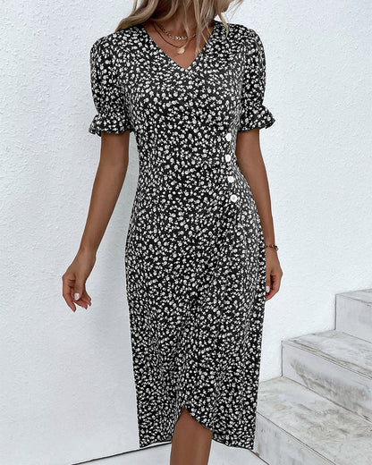 Abito Midi con Stampa Floreale Elegante per uno Stile Senza Sforzo Stile Italiano