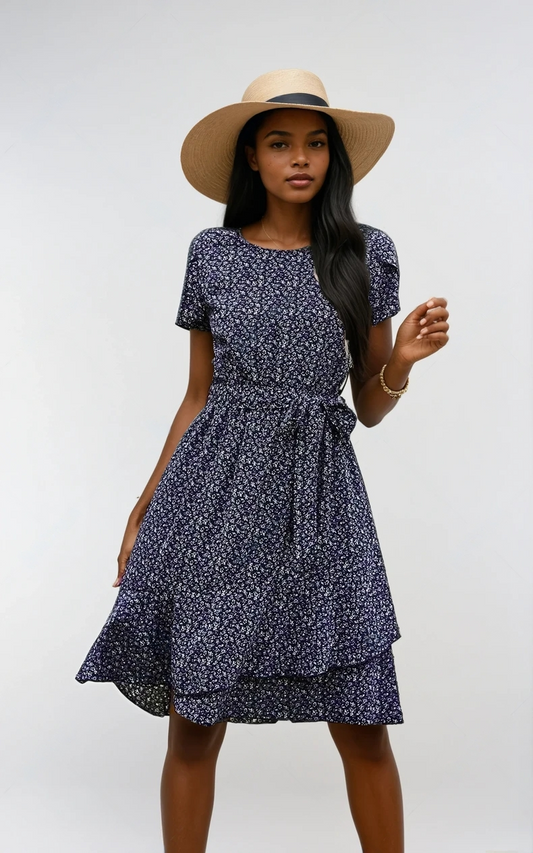 Abito Mini a Maniche a Petalo con Cintura per uno Stile Estivo Chic Stile Italiano