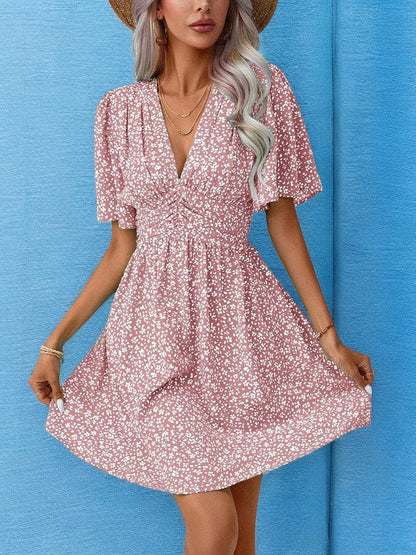 Abito Mini a V Fiorito - Estate Chic per uno Stile Senza Sforzo Stile Italiano