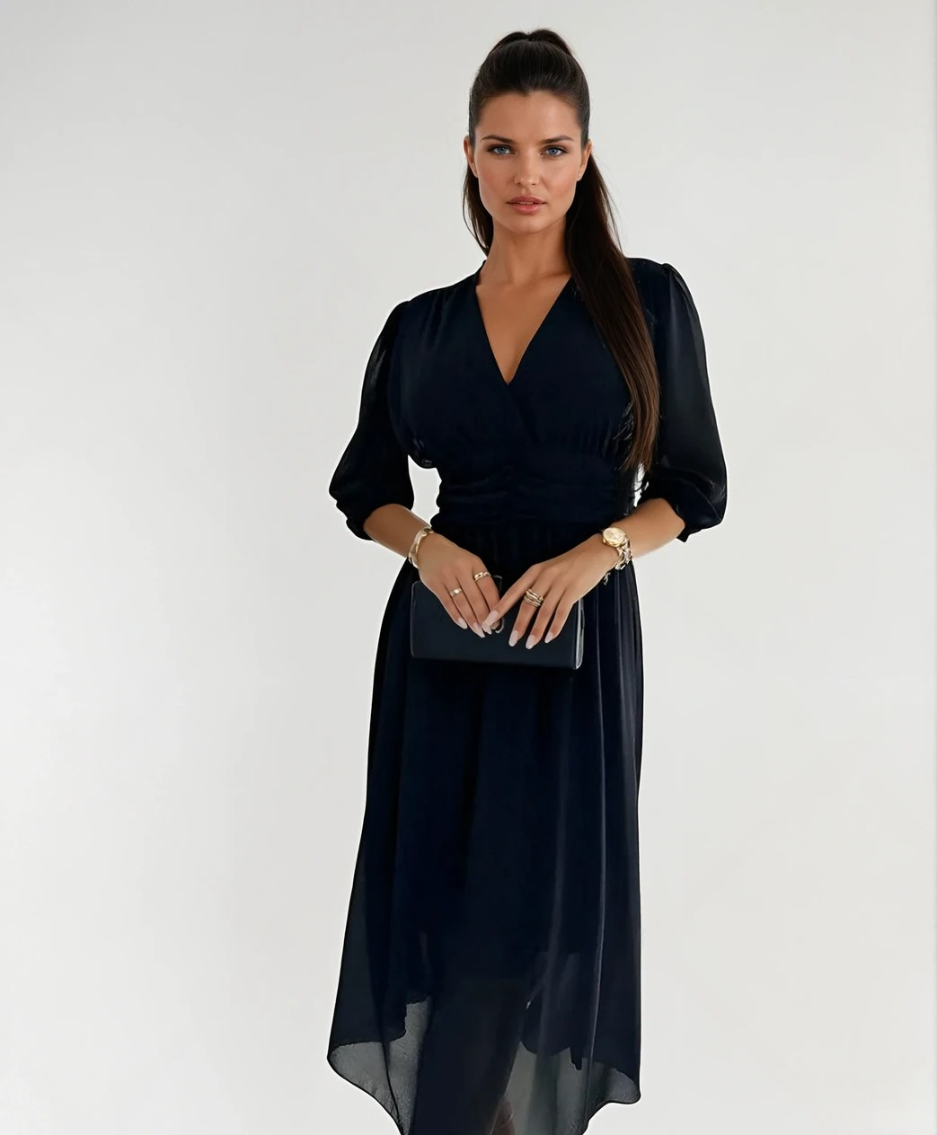 Abito in Chiffon di Seta Leggera per Occasioni ed Eventi Eleganti Stile Italiano