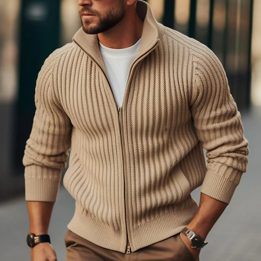 Valerian - Cardigan Invernale con Zip e Collo Alto Elegante per Uomo