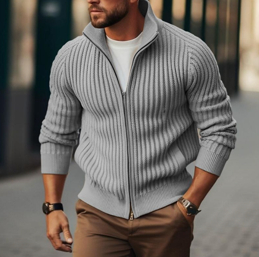 Valerian - Cardigan Invernale con Zip e Collo Alto Elegante per Uomo