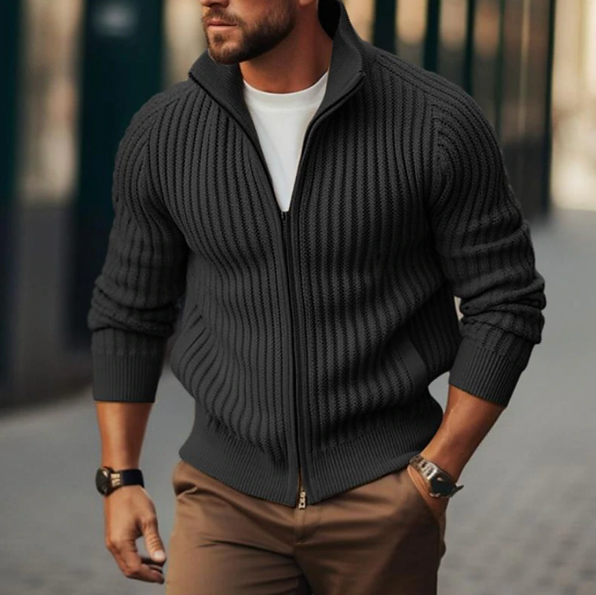 Valerian - Cardigan Invernale con Zip e Collo Alto Elegante per Uomo