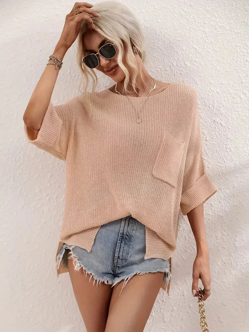 Blusa a Manica A Pipistrello - Top Casual Oversize per uno Stile Senza Sforzo Stile Italiano