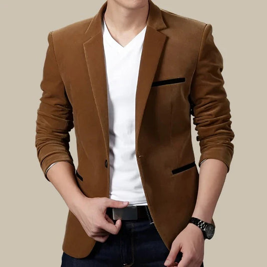Brunello - Blazer casual in velluto slim-fit per uomo con stile italiano