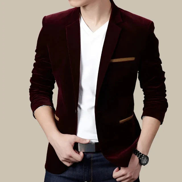 Brunello - Blazer casual in velluto slim-fit per uomo con stile italiano