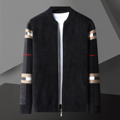 Jackson – Cardigan in Lana con Cerniera e Maniche a Quadri per l’Autunno per Uomo