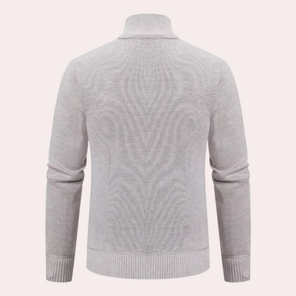 Nathan – Cardigan Autunnale con Zip e Maglia Zigzag per Uomo