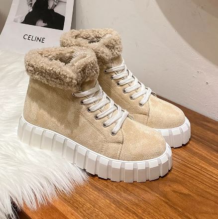 Stivaletti Sneakers Invernali con Fodera in Pile e Suola Platform per Donna