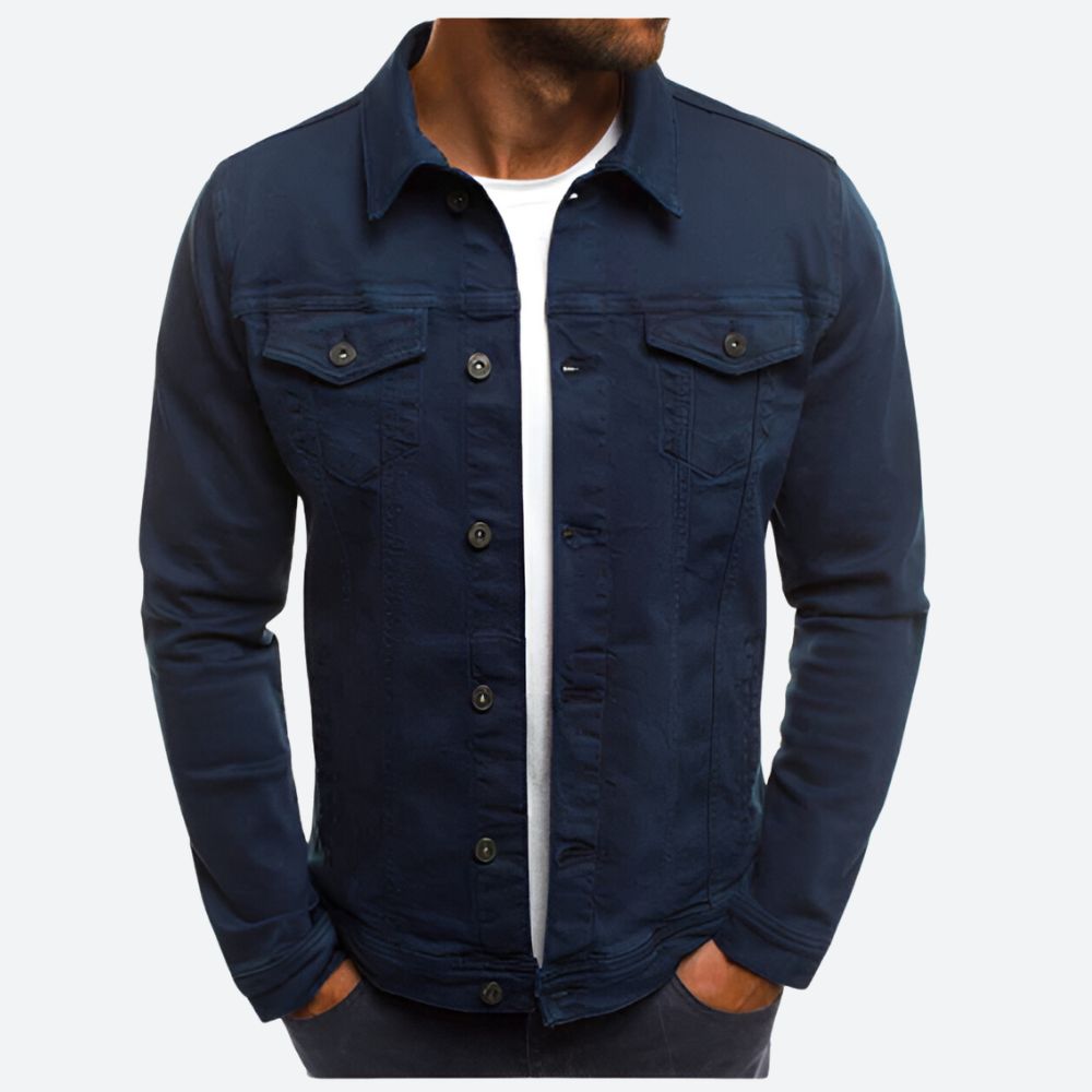 Giacca in Denim Casual Mode Baron con Linee Pulite