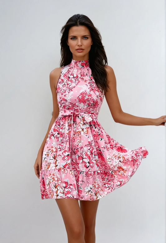 Elegante Vestito Estivo in Chiffon con Scollo All'Americana per Giorni Caldi Stile Italiano