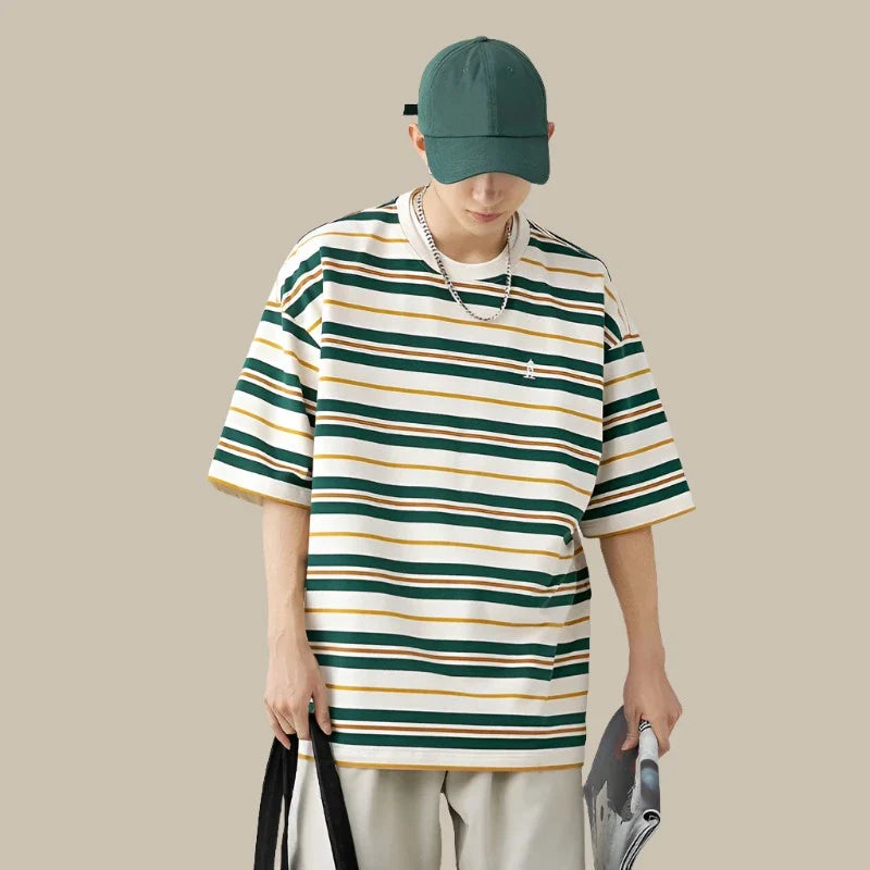 Olaf - T-shirt oversize a righe per un look streetwear maschile