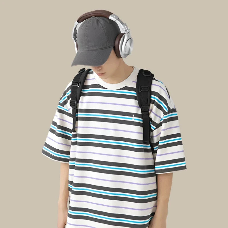 Olaf - T-shirt oversize a righe per un look streetwear maschile