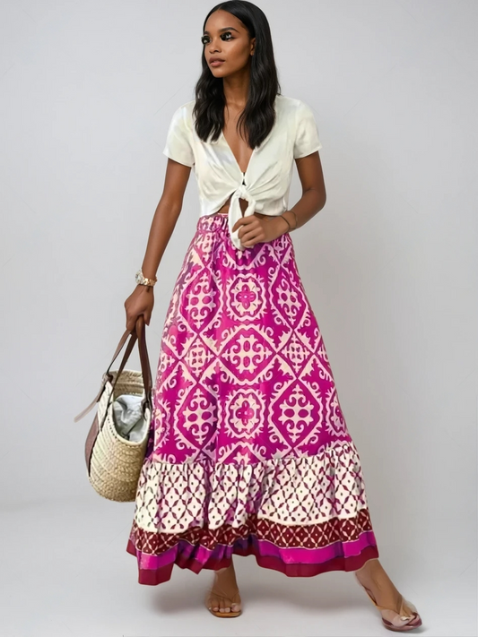 Gonna Lunga Estiva Maya Retro Boho per Giorni Eleganti Stile Italiano