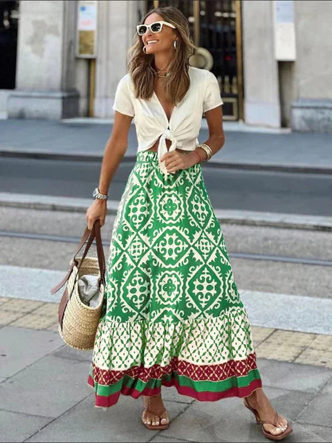 Gonna Lunga Estiva Maya Retro Boho per Giorni Eleganti Stile Italiano