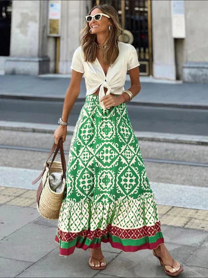 Gonna Lunga Estiva Maya Retro Boho per Giorni Eleganti Stile Italiano