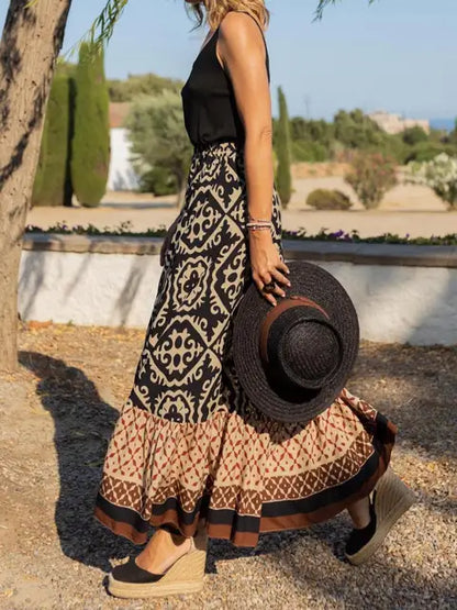 Gonna Lunga Estiva Maya Retro Boho per Giorni Eleganti Stile Italiano