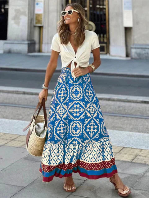 Gonna Lunga Estiva Maya Retro Boho per Giorni Eleganti Stile Italiano