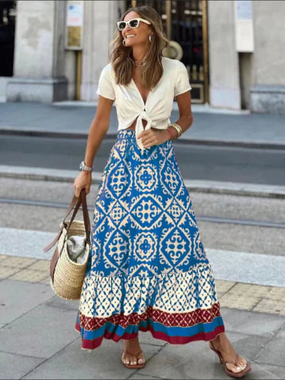 Gonna Lunga Estiva Maya Retro Boho per Giorni Eleganti Stile Italiano