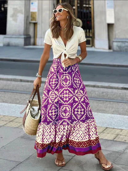 Gonna Lunga Estiva Maya Retro Boho per Giorni Eleganti Stile Italiano