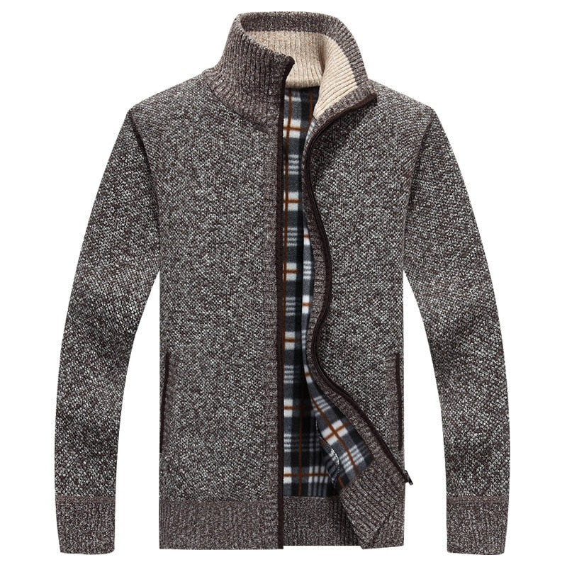 Damian - Cardigan con Zip e Collo Alto a Maglia per Uomo