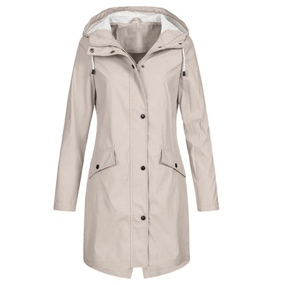 Giacca Impermeabile Lunga con Cappuccio