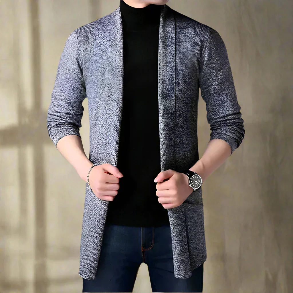 Rivello - Cardigan lungo casual da uomo in maglia morbida