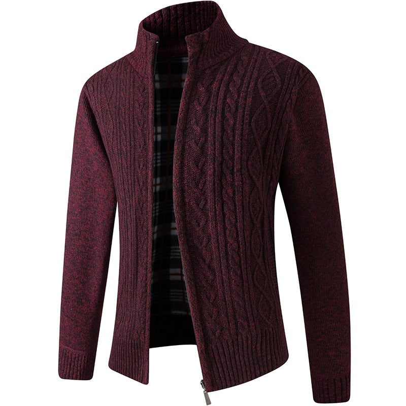 Damian - Cardigan con Zip e Collo Alto a Maglia per Uomo