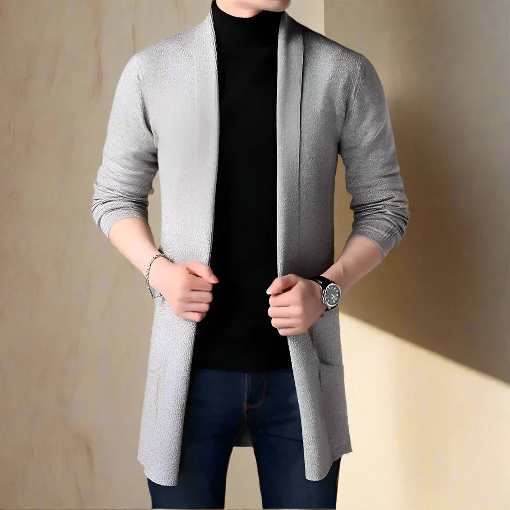 Rivello - Cardigan lungo casual da uomo in maglia morbida