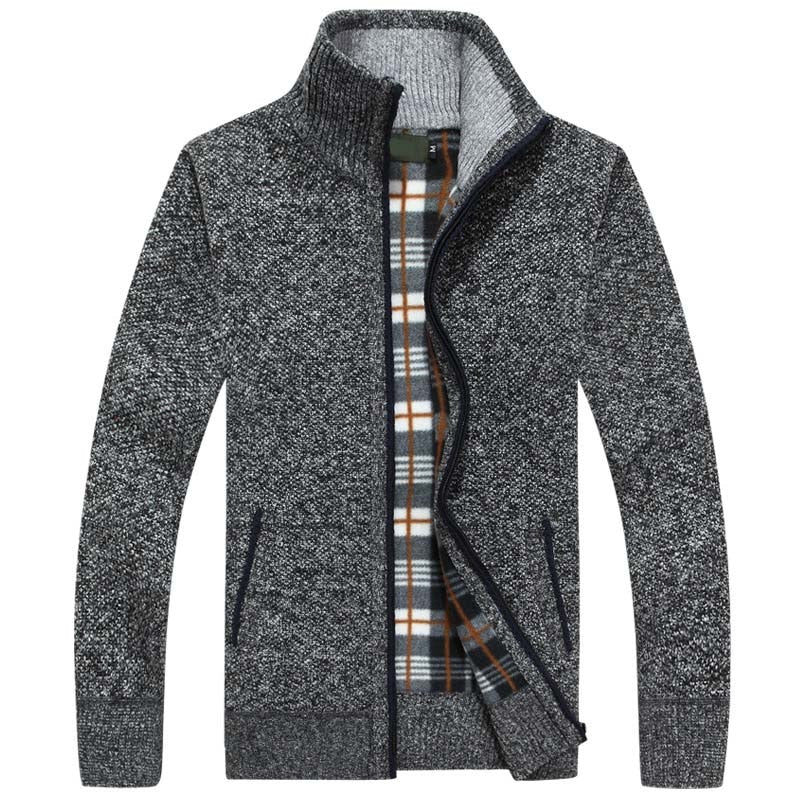 Damian - Cardigan con Zip e Collo Alto a Maglia per Uomo