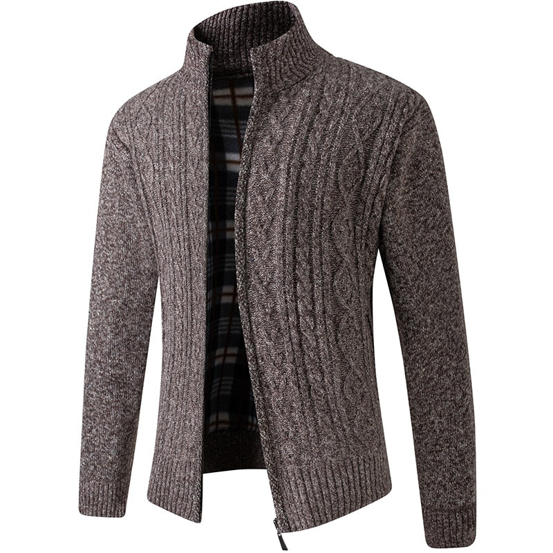 Damian - Cardigan con Zip e Collo Alto a Maglia per Uomo