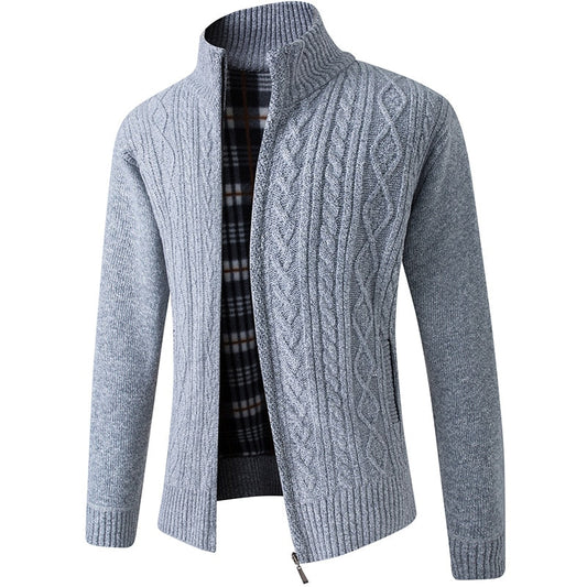 Damian - Cardigan con Zip e Collo Alto a Maglia per Uomo