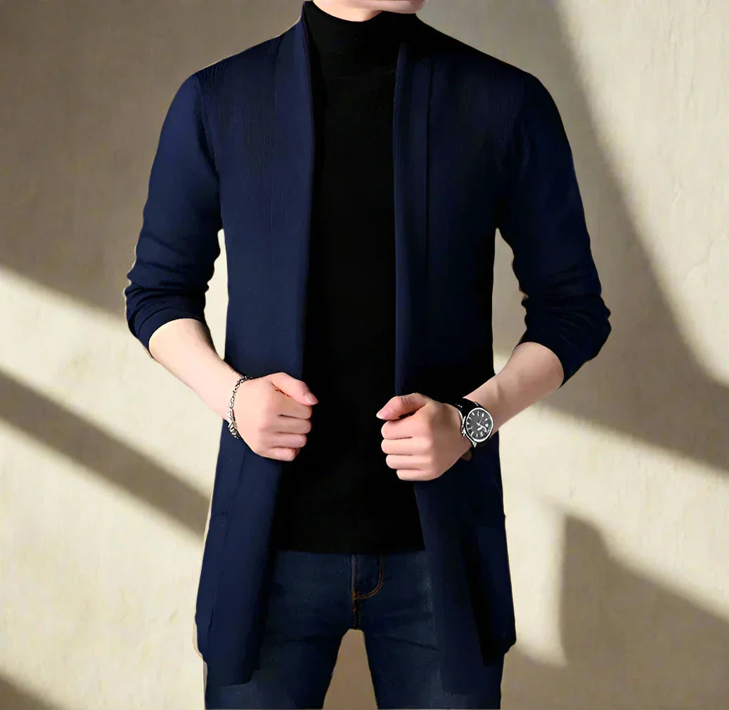 Rivello - Cardigan lungo casual da uomo in maglia morbida